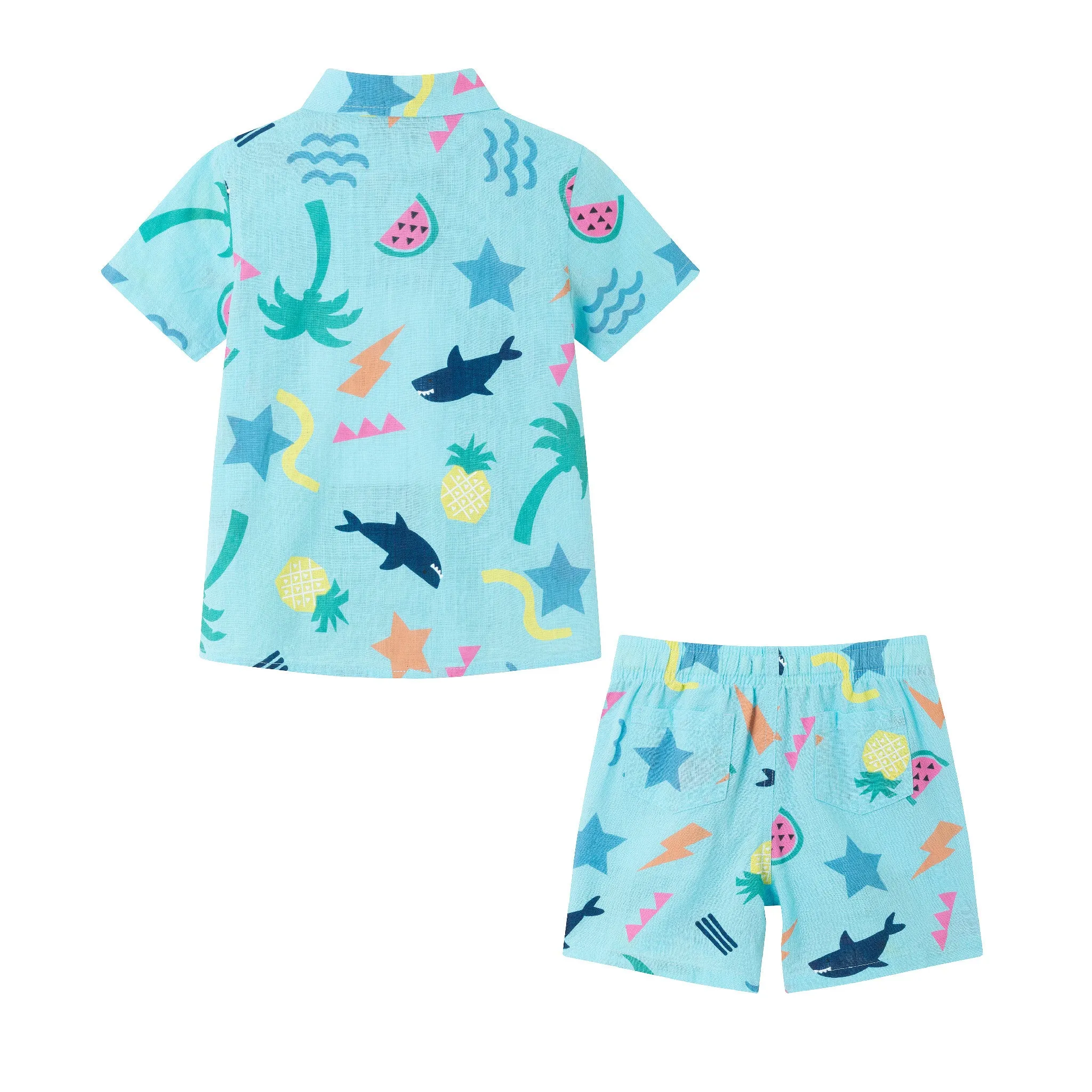 Kids (2-7) Fun Print Buttondown Set | Tropical Adventure