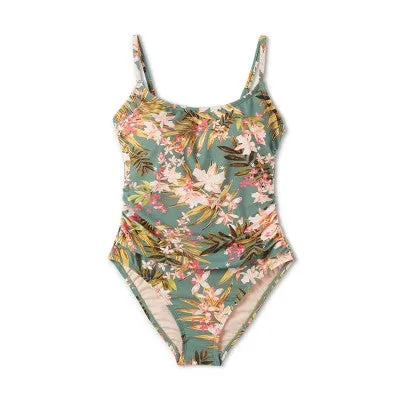 Kona Sol Women's Shirred One Piece Swimsuit Medium Coverage Swimwear