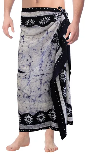 La Leela Men's Hawaiian Beach Wrap Sheer Sarong Swimming Bathing Suit Towel Beachwear Swim Pareo Cover up Long 72"X42"  Blue 130602