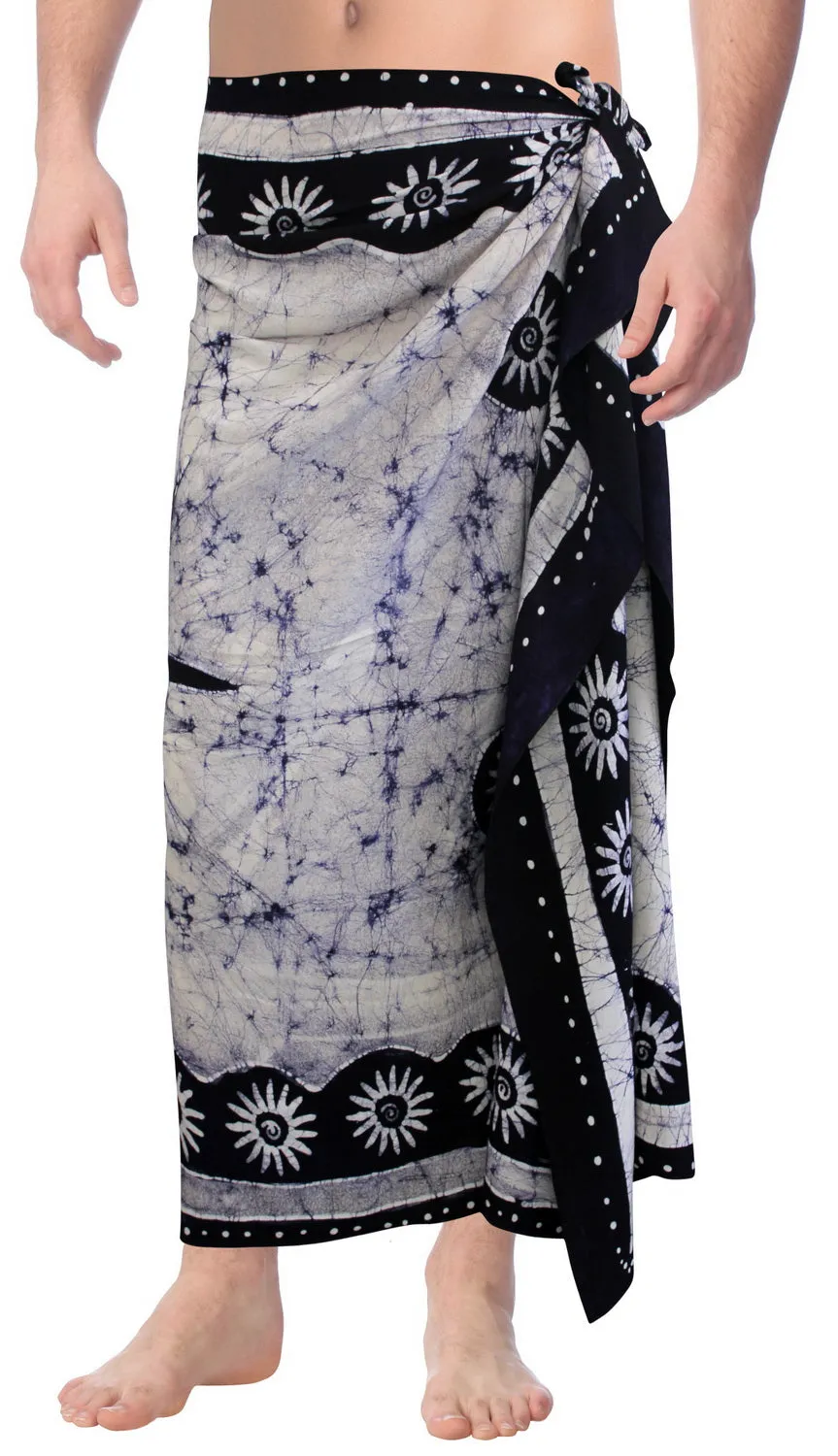 La Leela Men's Hawaiian Beach Wrap Sheer Sarong Swimming Bathing Suit Towel Beachwear Swim Pareo Cover up Long 72"X42"  Blue 130602
