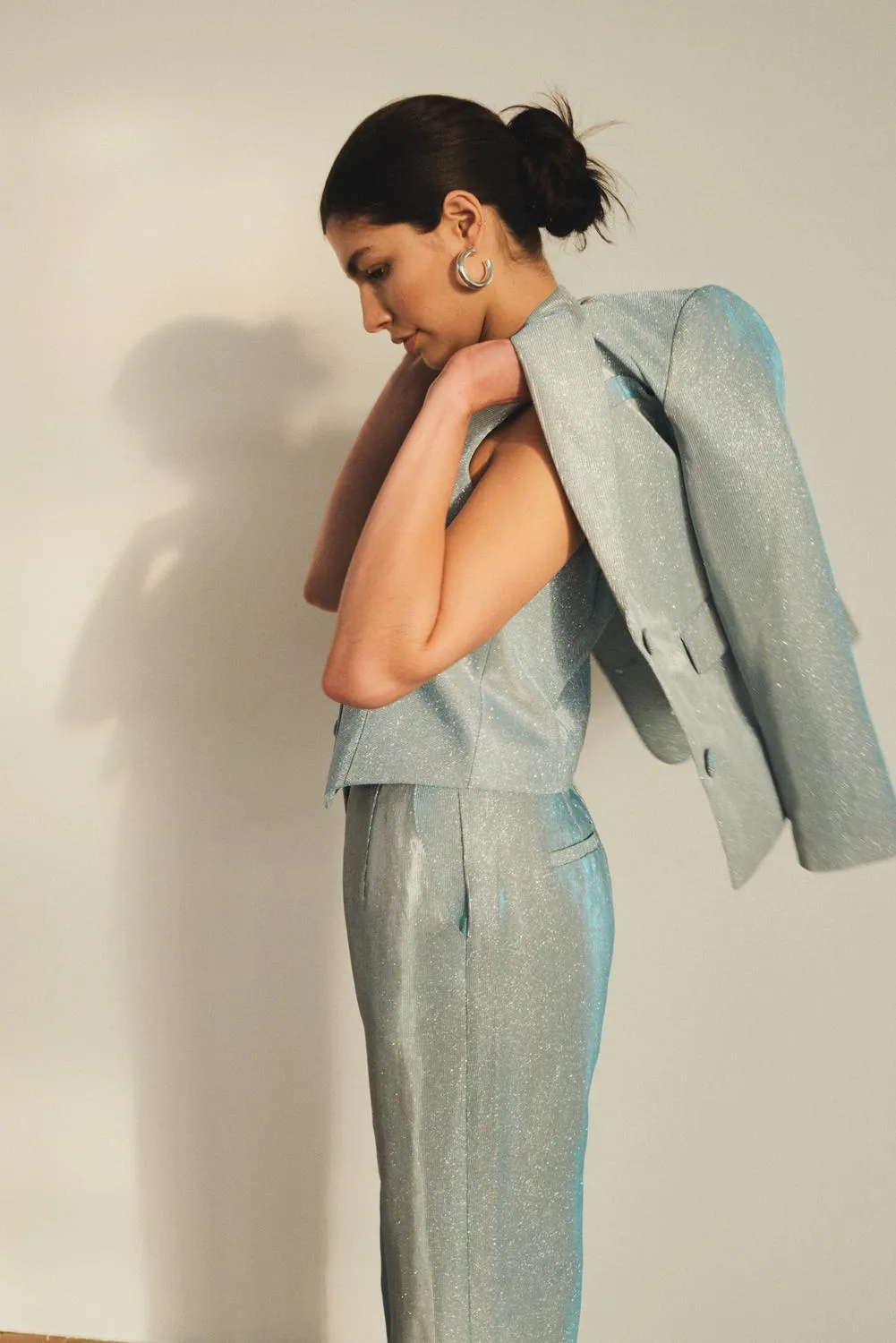 Laurel High Waisted Pants (Clear Sky/Metallic)