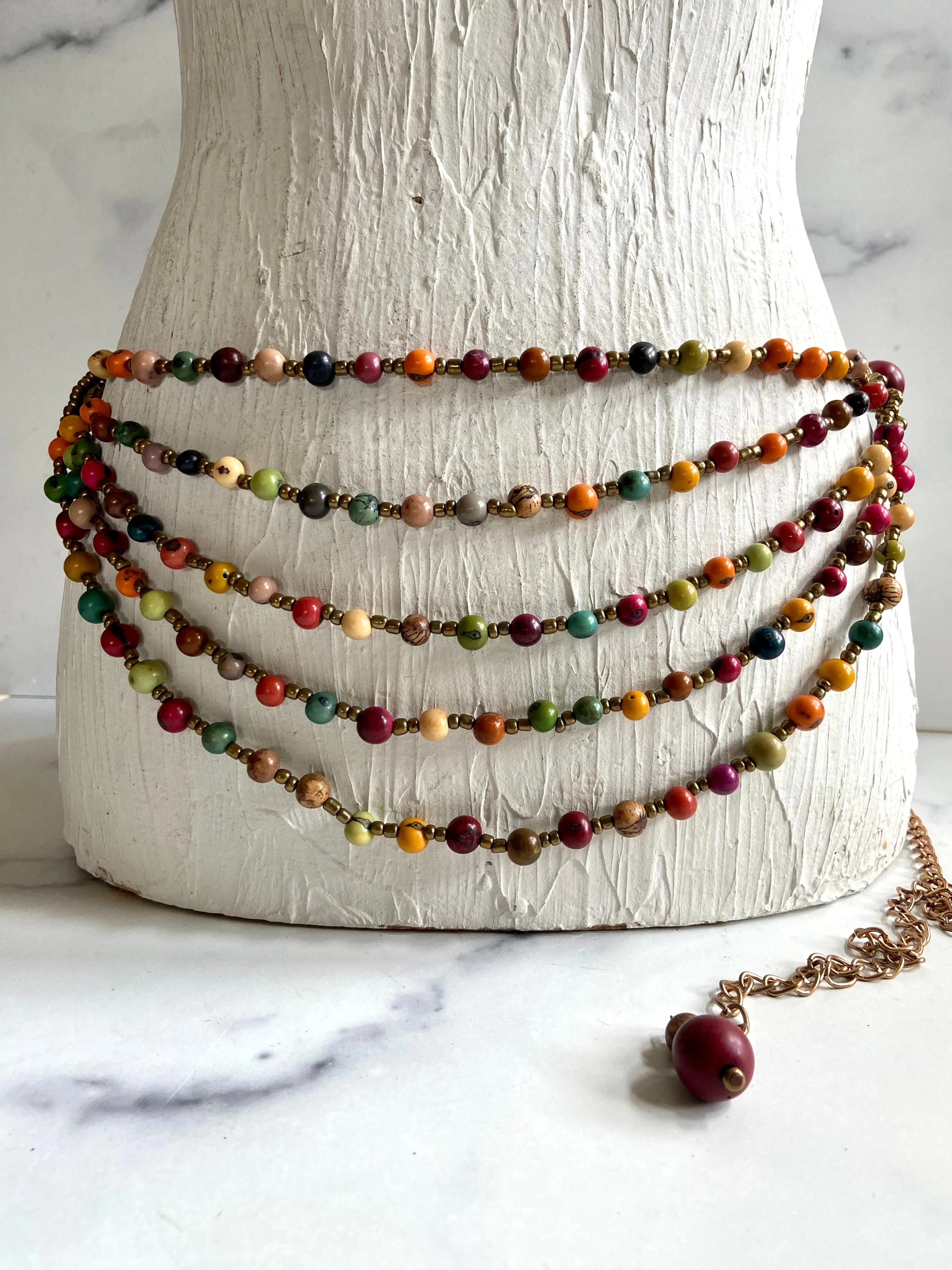 Layers of beads belt