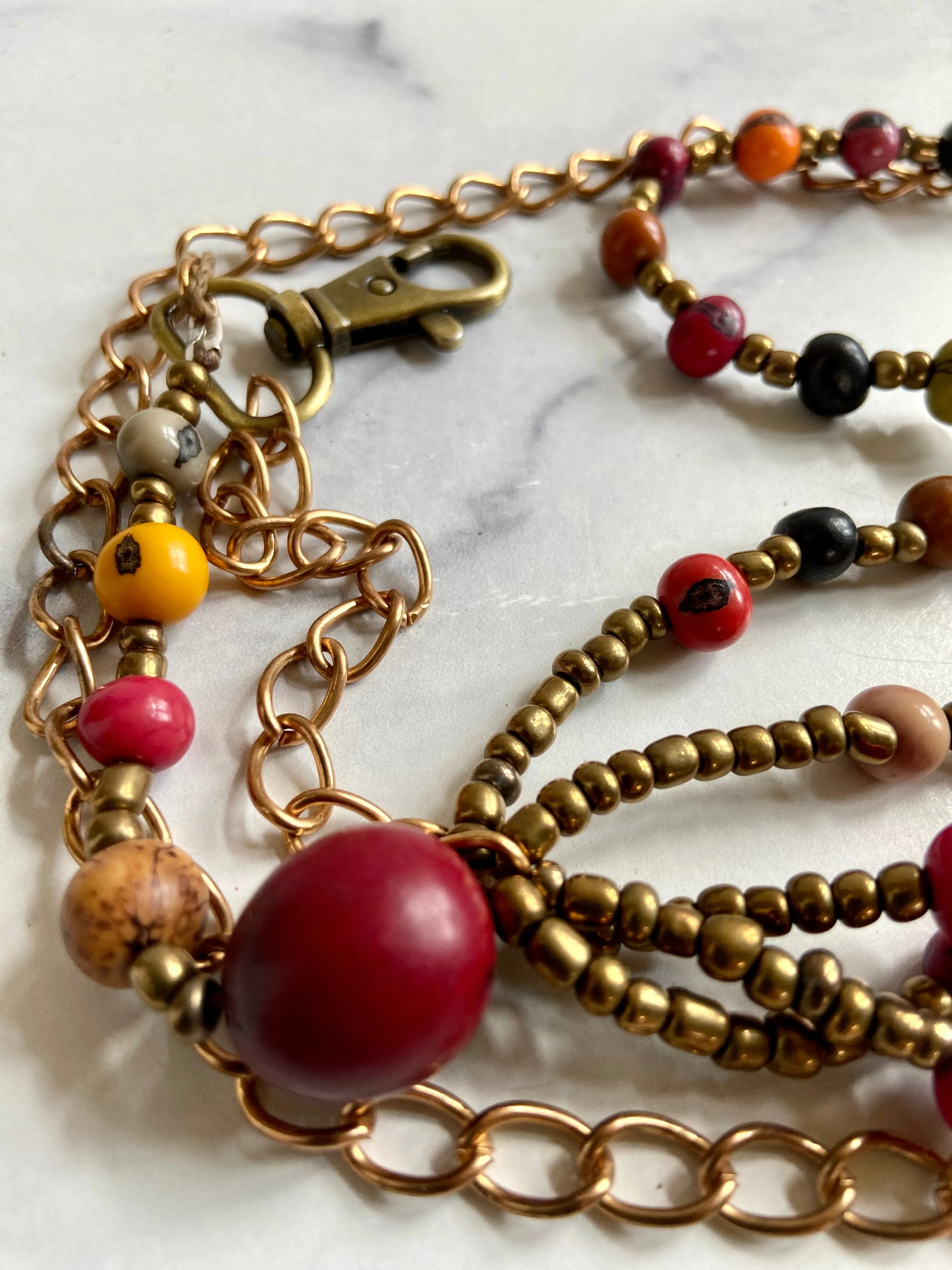 Layers of beads belt
