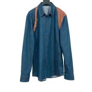 Leather Harness Single Cuff Denim Shirt