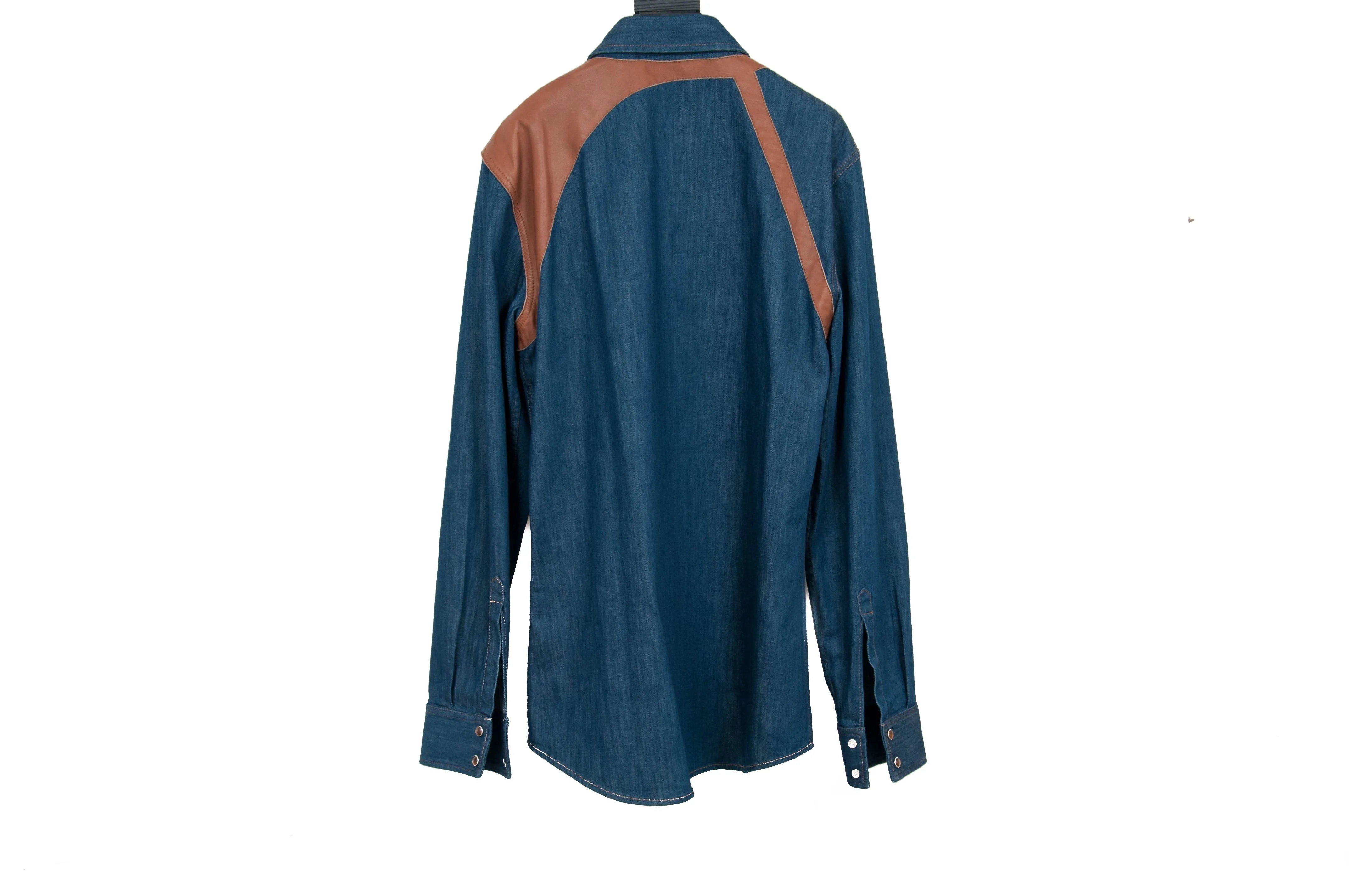 Leather Harness Single Cuff Denim Shirt