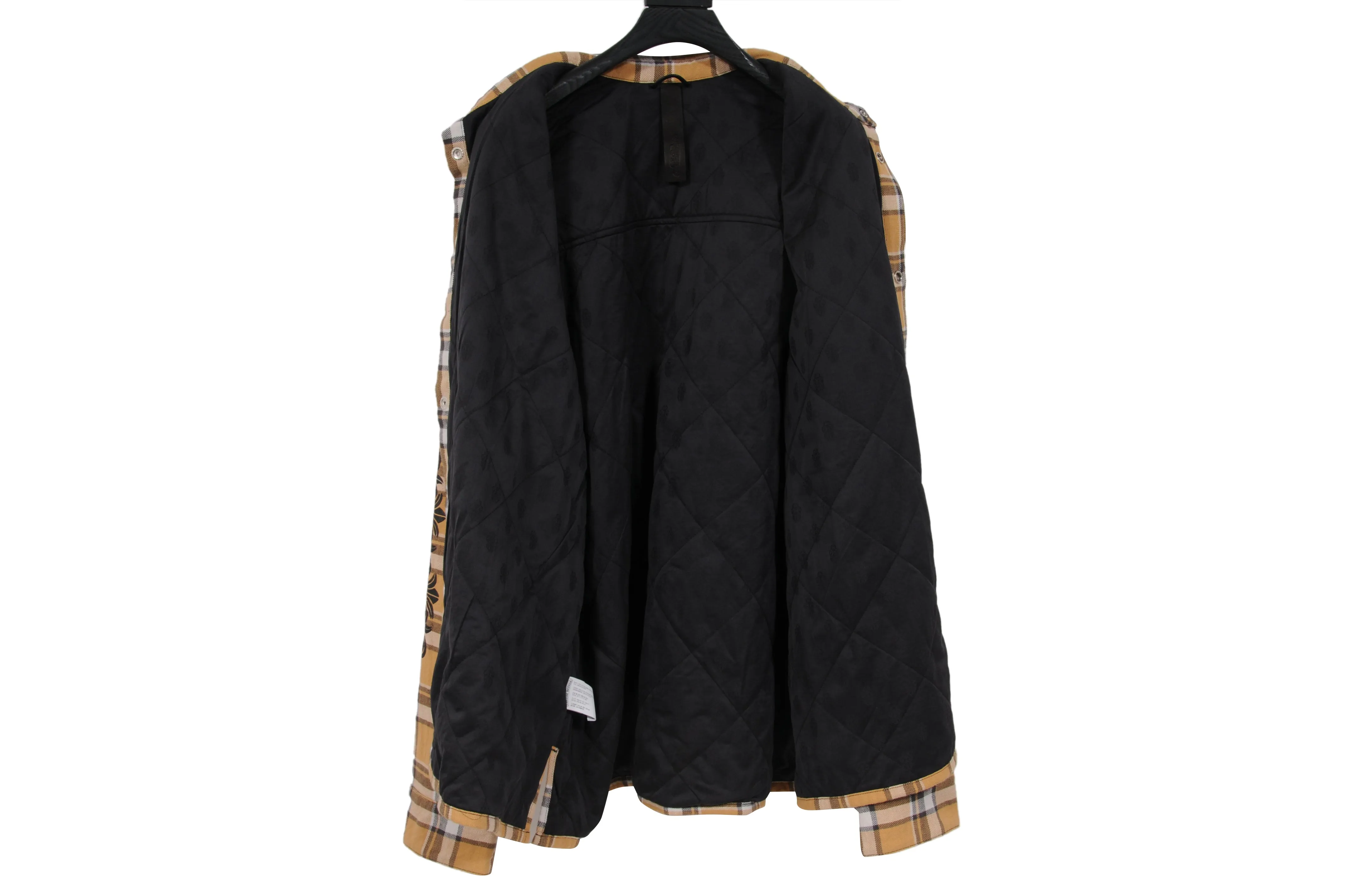 Lined Plaid Flannel Jacket XXL Yellow Black Button Up