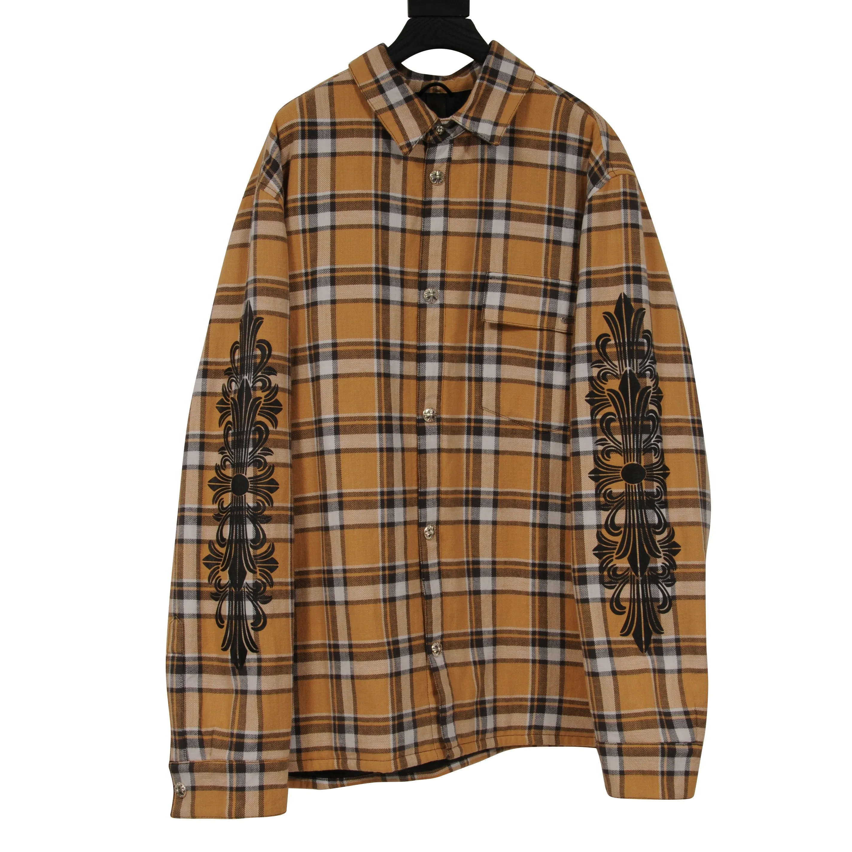Lined Plaid Flannel Jacket XXL Yellow Black Button Up