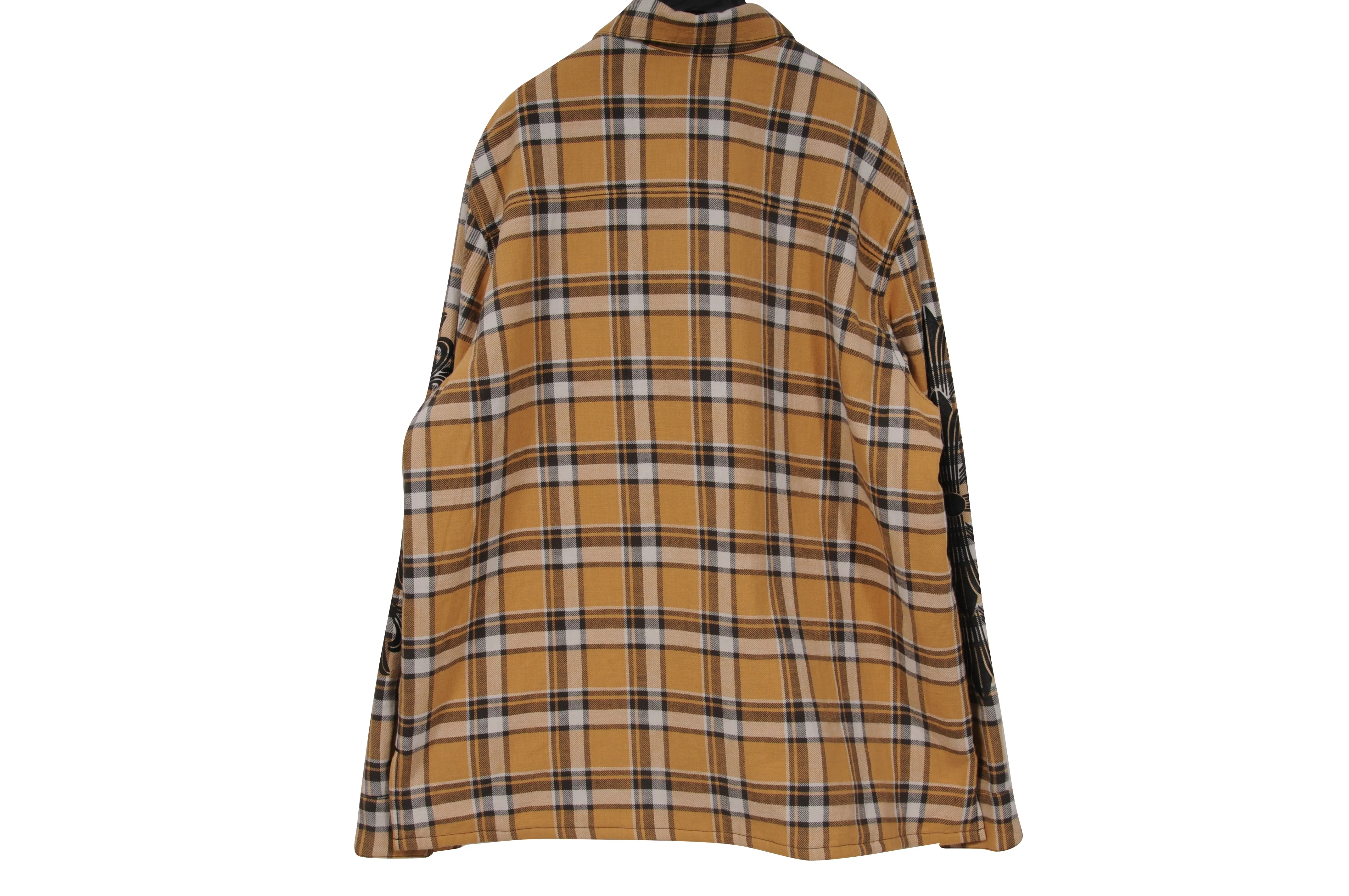 Lined Plaid Flannel Jacket XXL Yellow Black Button Up