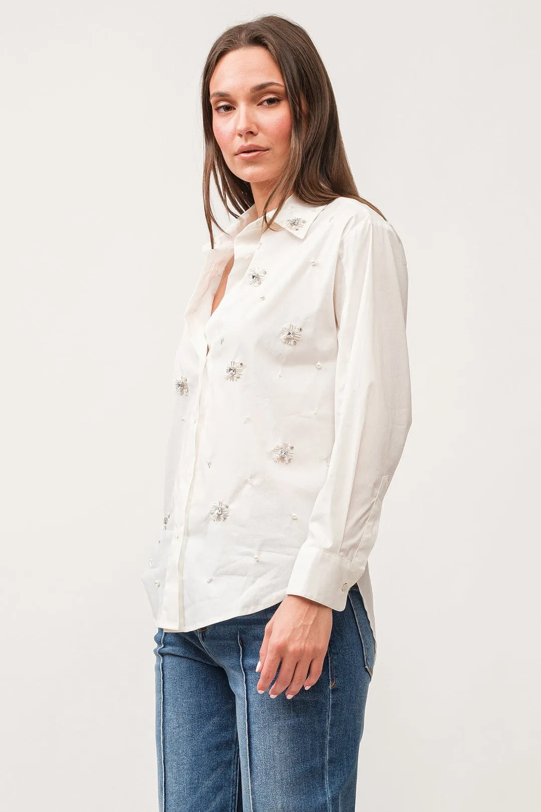 Lola Jeweled Button-Up Top