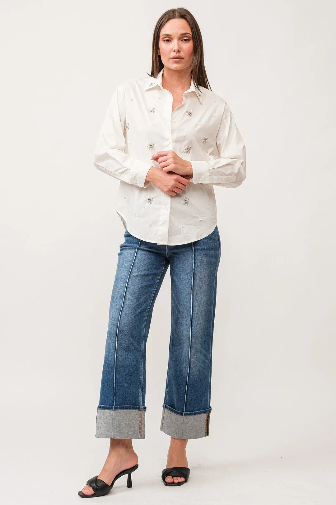Lola Jeweled Button-Up Top
