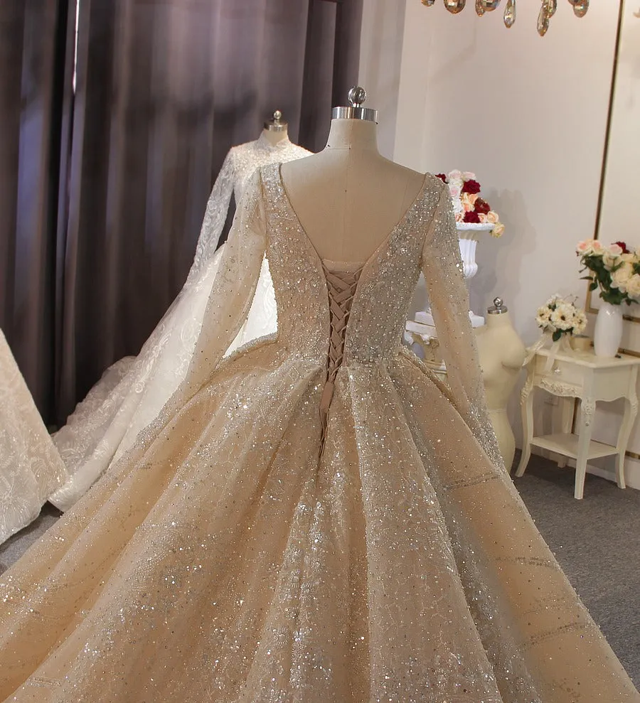 Long Sleeve Ballgown Wedding Dress Muslim Wedding Gown