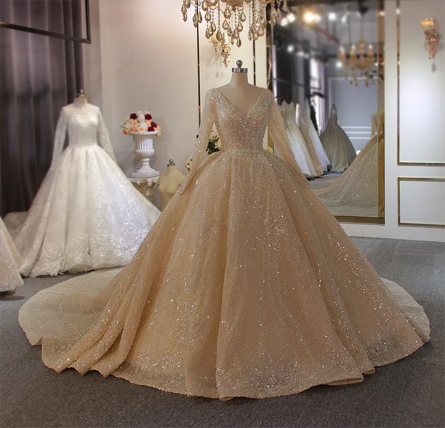 Long Sleeve Ballgown Wedding Dress Muslim Wedding Gown