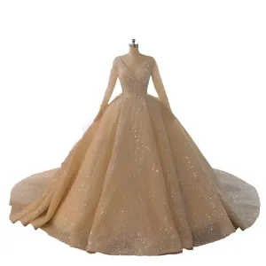 Long Sleeve Ballgown Wedding Dress Muslim Wedding Gown