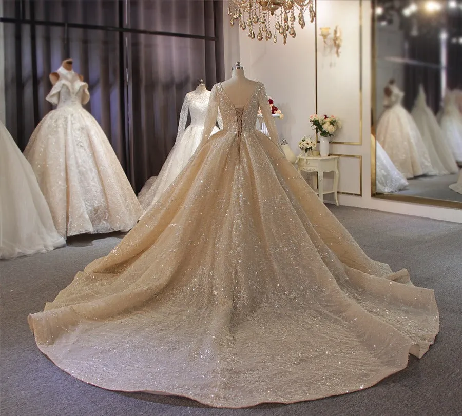Long Sleeve Ballgown Wedding Dress Muslim Wedding Gown