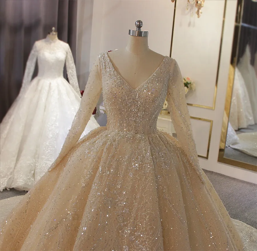 Long Sleeve Ballgown Wedding Dress Muslim Wedding Gown