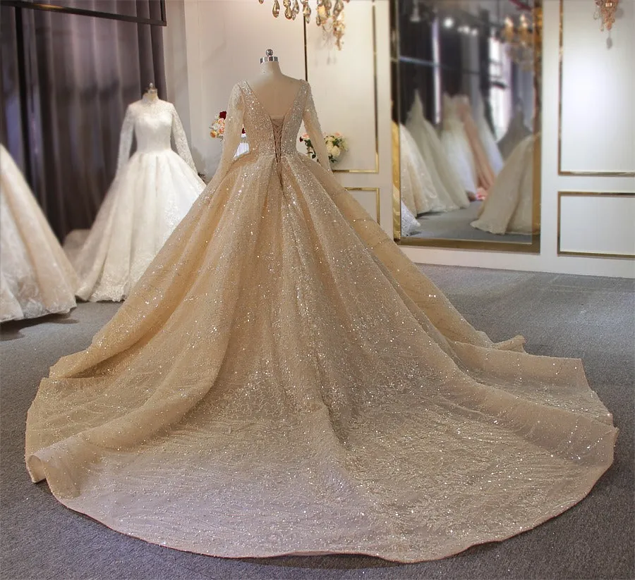 Long Sleeve Ballgown Wedding Dress Muslim Wedding Gown