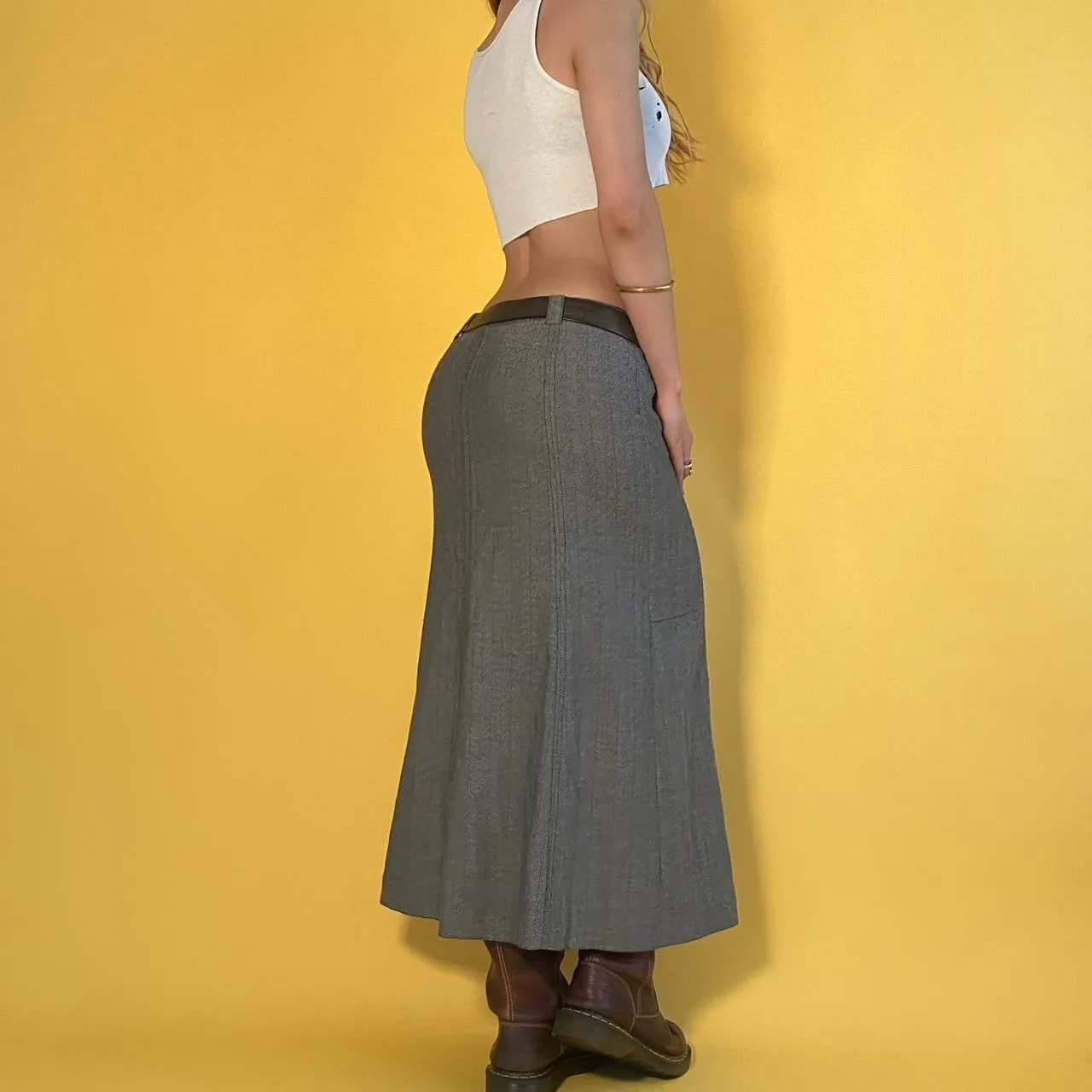 Low Rise Twill Maxi Skirt