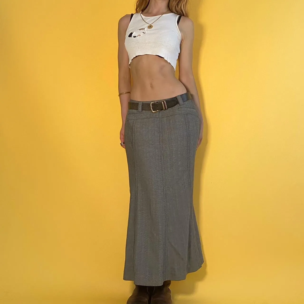 Low Rise Twill Maxi Skirt