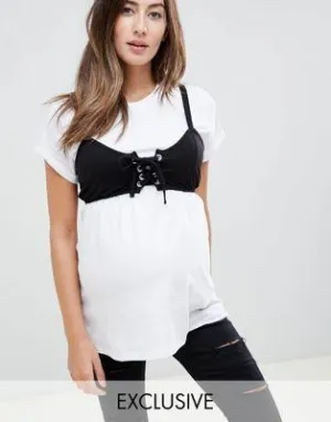 Maternity 2 in 1 Eyelet Bralette T-Shirt