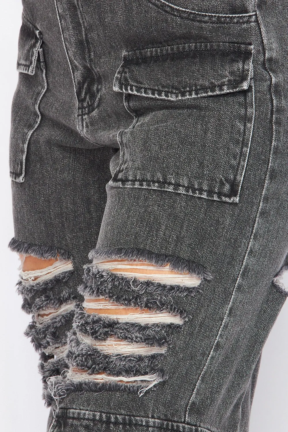 Members Only Distressed Denim Jean Cargo Pants