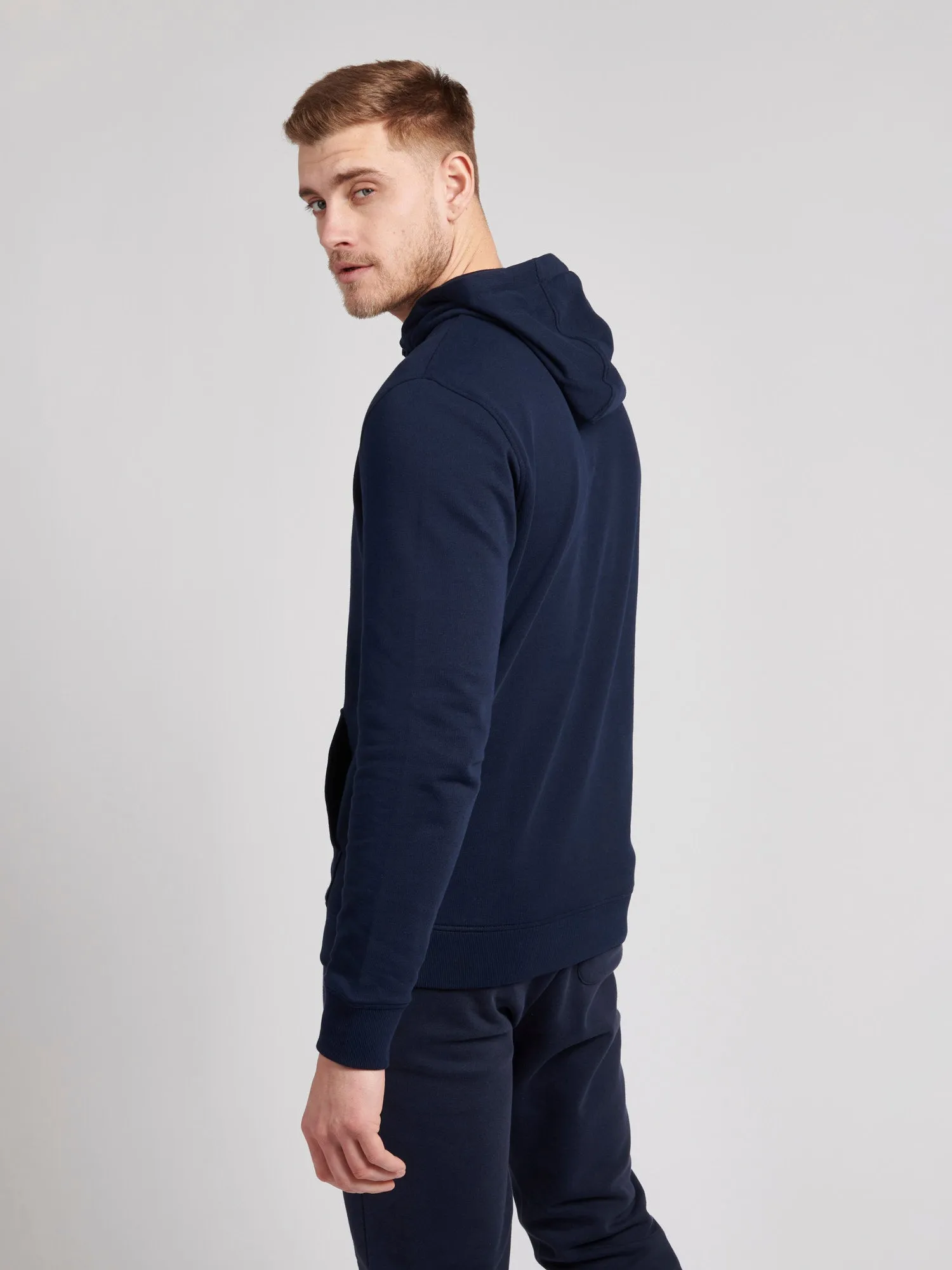 Mens Block Flag Graphic Hoodie in Navy Blue