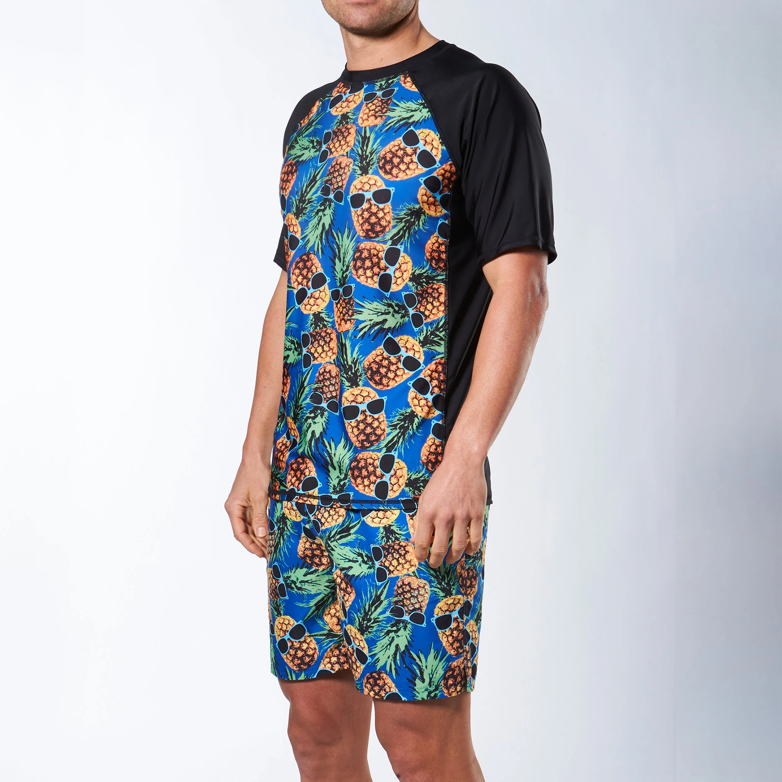 Men's Pineapple Head Rash Top - Black