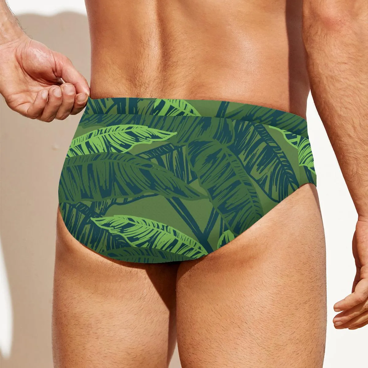 Men's Swim Briefs, Green Speedo Men, Men's Tropical Swimwear, Green Swim Brief