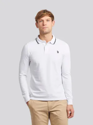Mens Twin Tipped Pique Polo Shirt in Bright White