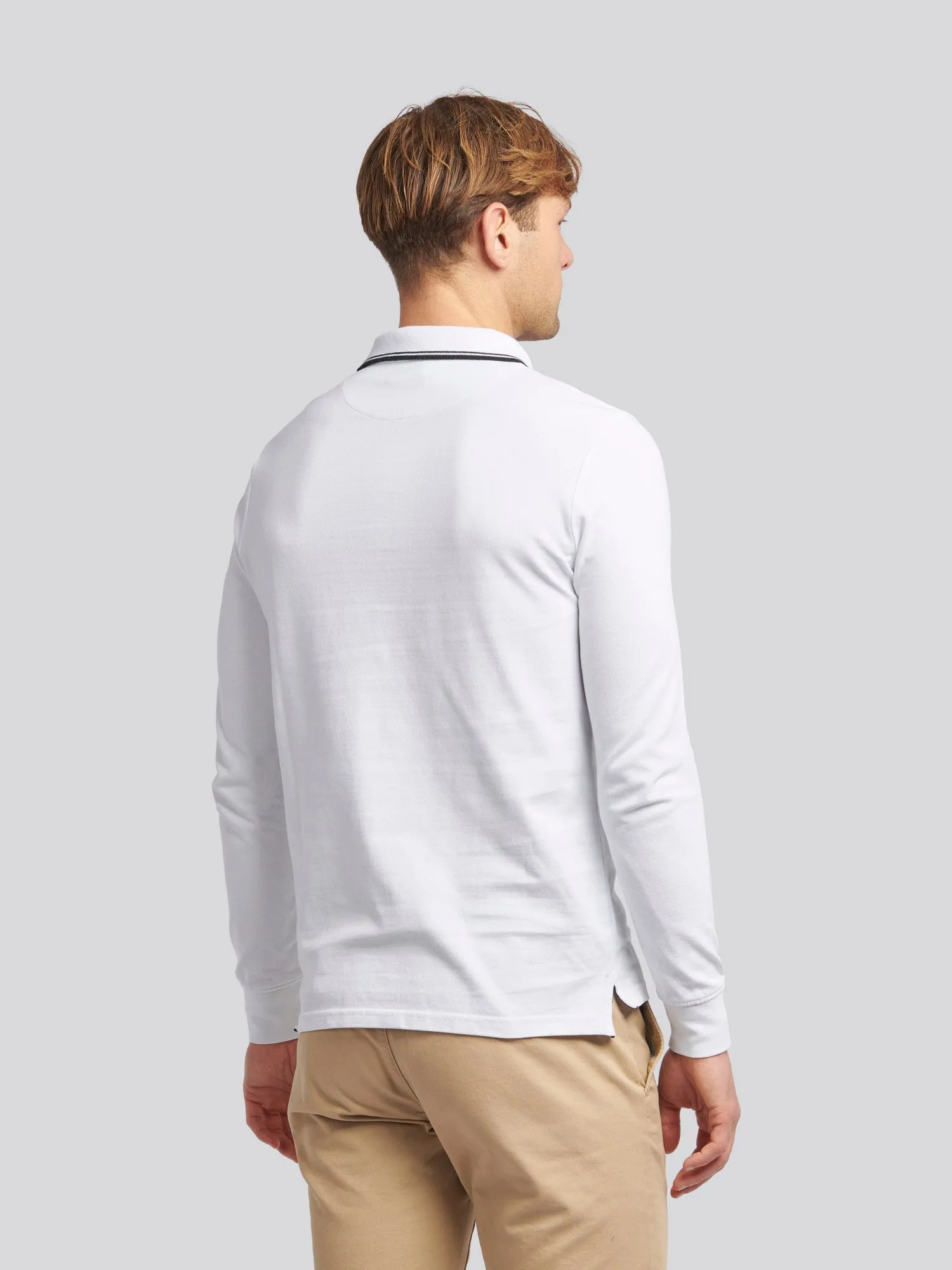 Mens Twin Tipped Pique Polo Shirt in Bright White