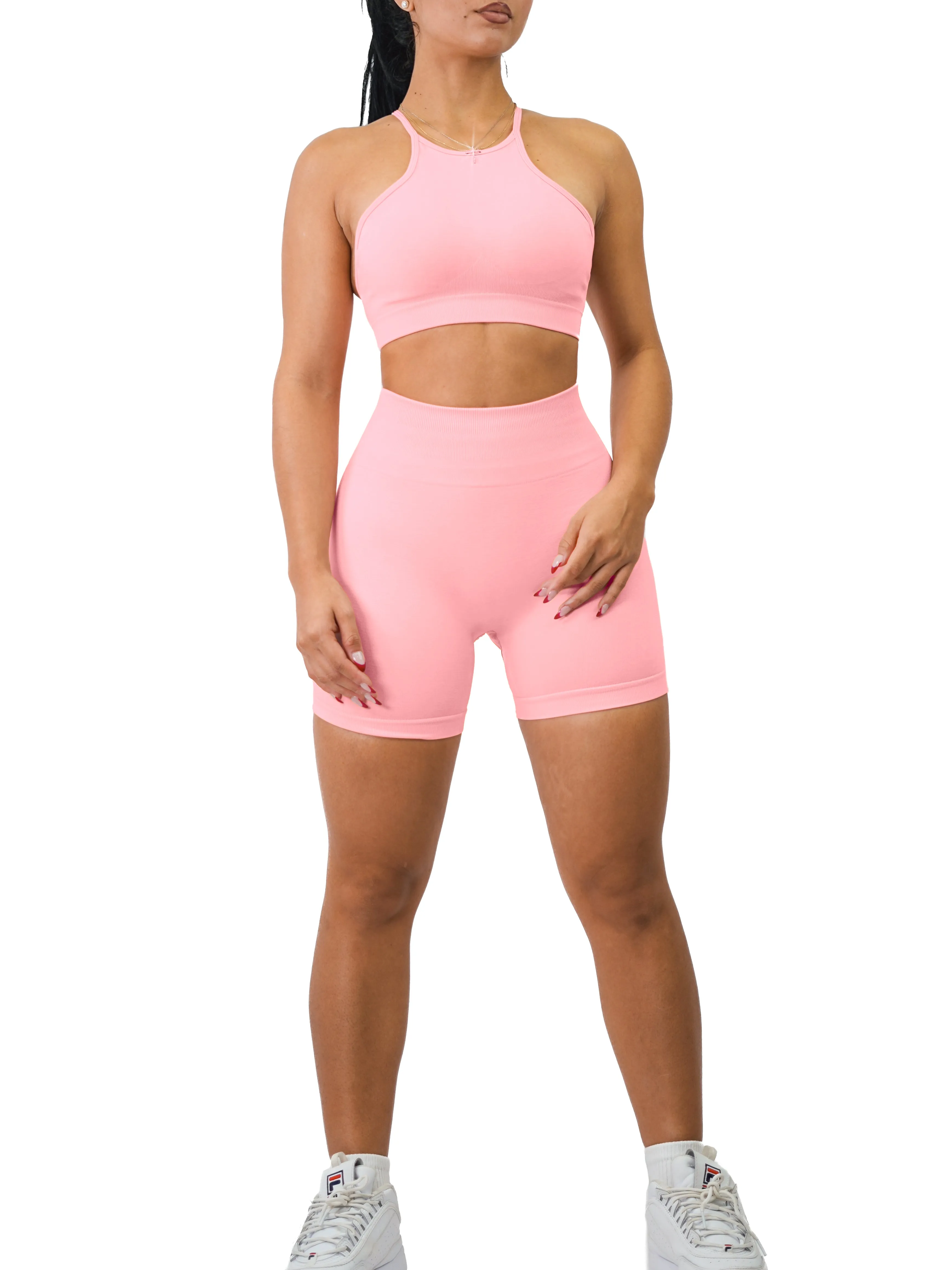 Mid Waist Contour Shorts (Pretty Pink)