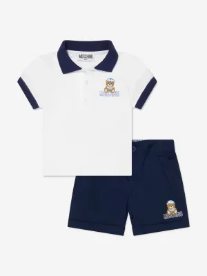 Moschino Baby Boys Polo Shirt And Shorts Set in White