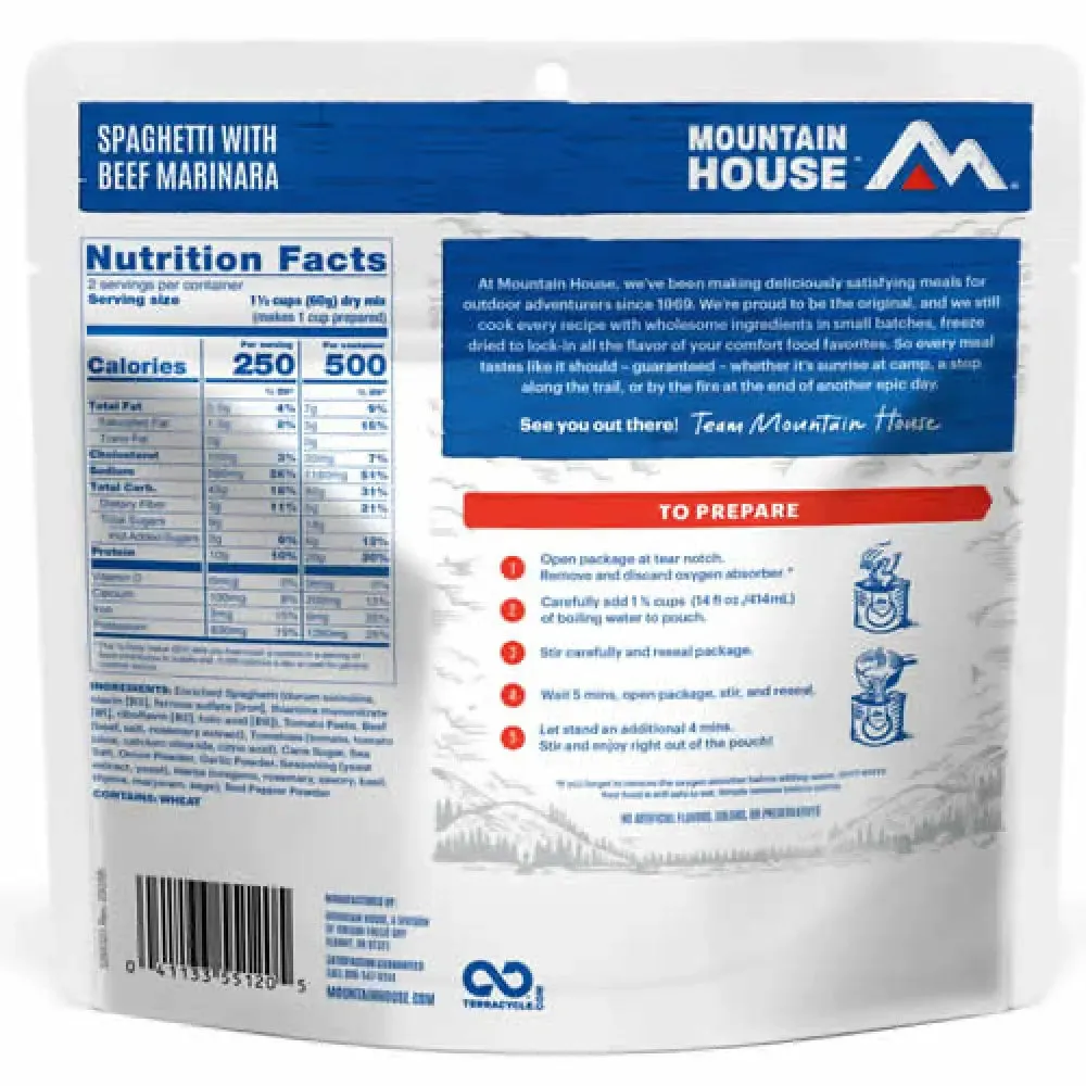 Mountain House SPAGHETTI with BEEF MARINARA Pouch (2 Servings)