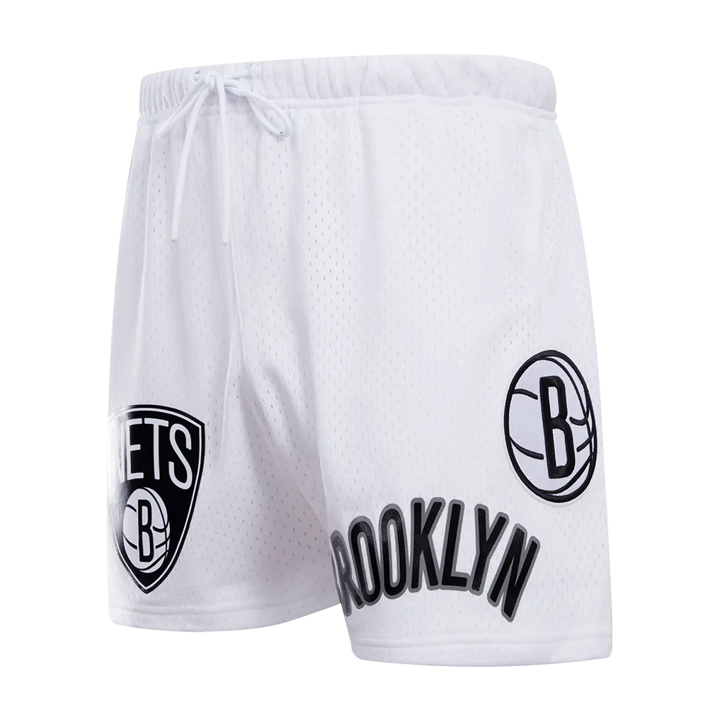 NBA BROOKLYN NETS LOGO MEN'S MESH SHORT (WHITE)