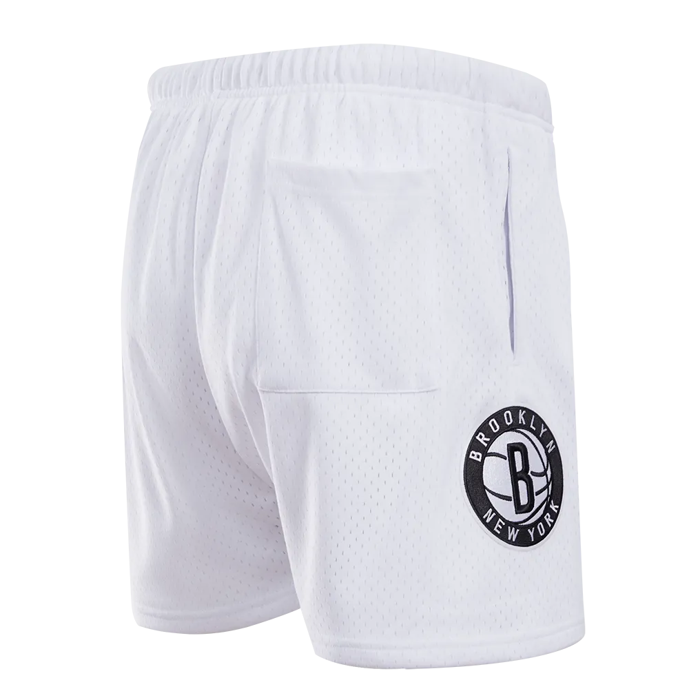 NBA BROOKLYN NETS LOGO MEN'S MESH SHORT (WHITE)