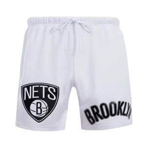 NBA BROOKLYN NETS LOGO MEN'S MESH SHORT (WHITE)
