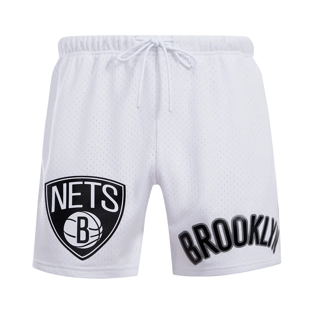 NBA BROOKLYN NETS LOGO MEN'S MESH SHORT (WHITE)