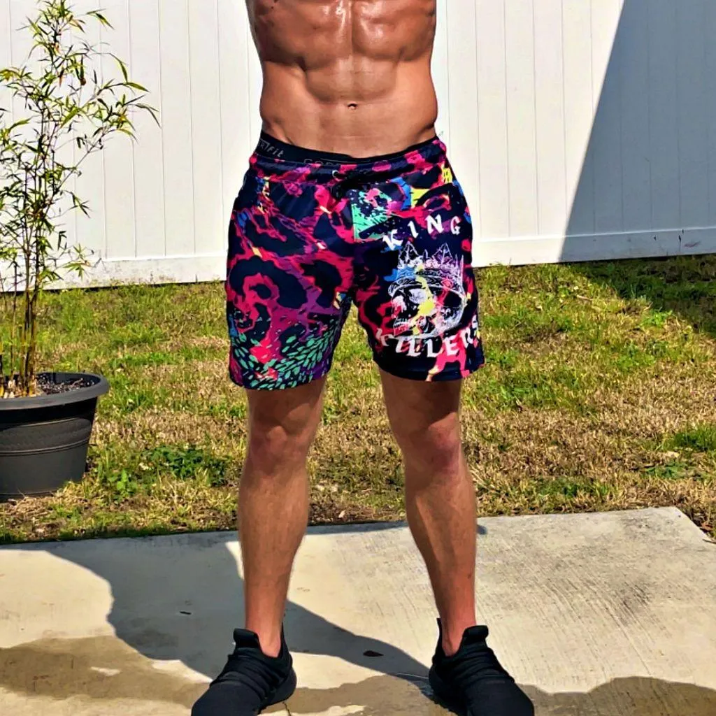 Neon Jungle Print Mesh Shorts