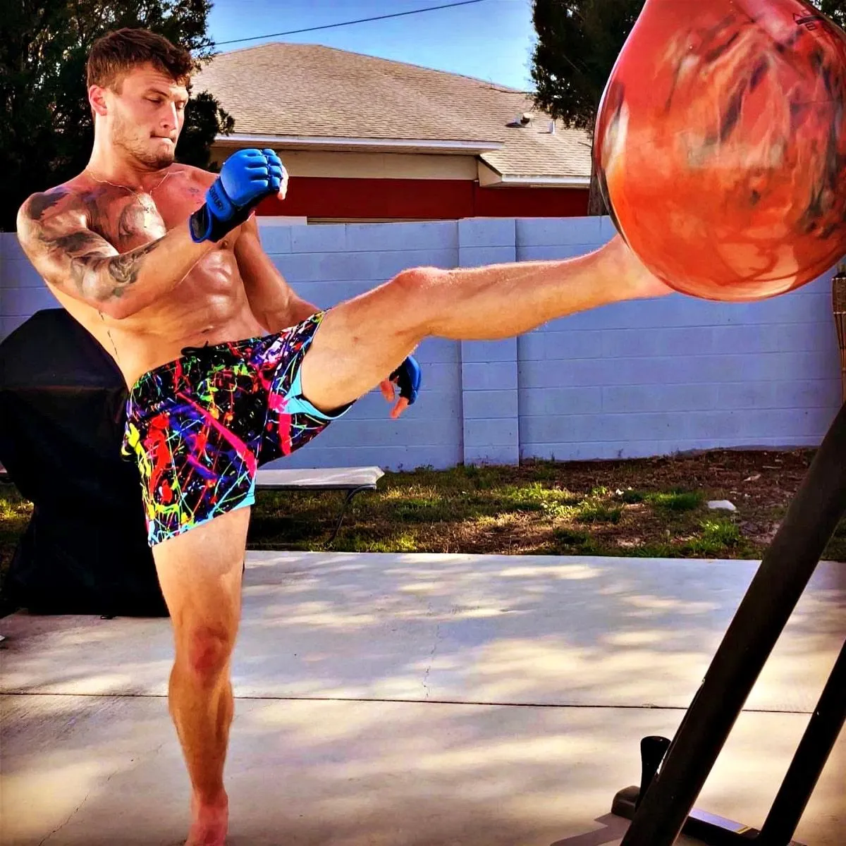Neon Paint Splatter Mesh Shorts