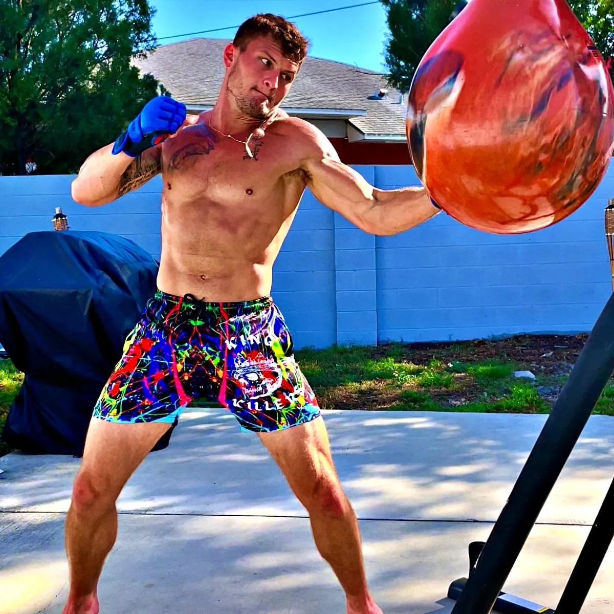 Neon Paint Splatter Mesh Shorts