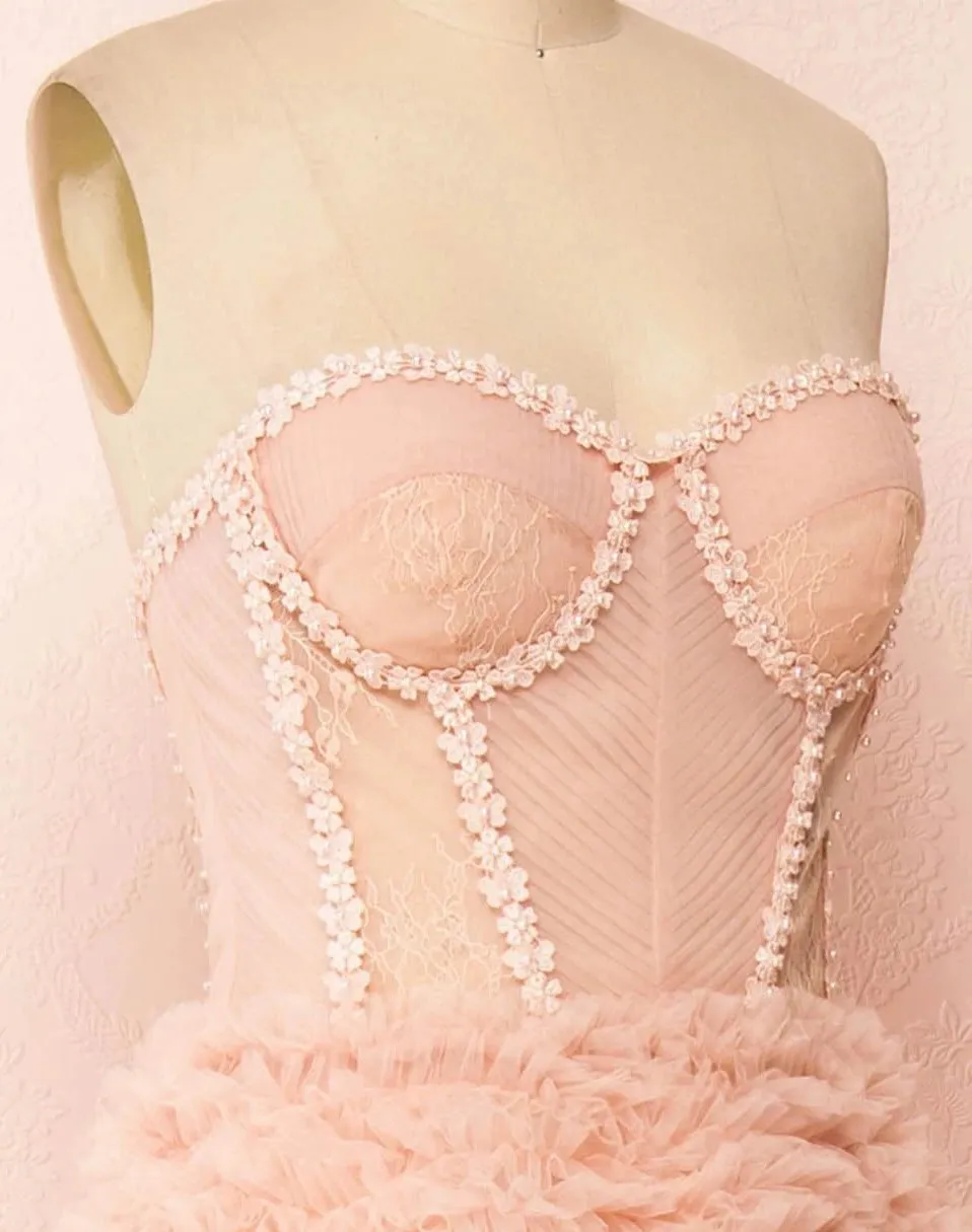 NEW 2022  Gorgeous Blush Pleated Sweetheart Princess Ball Gown Corset Adjustable Tie-back Evening Dresses