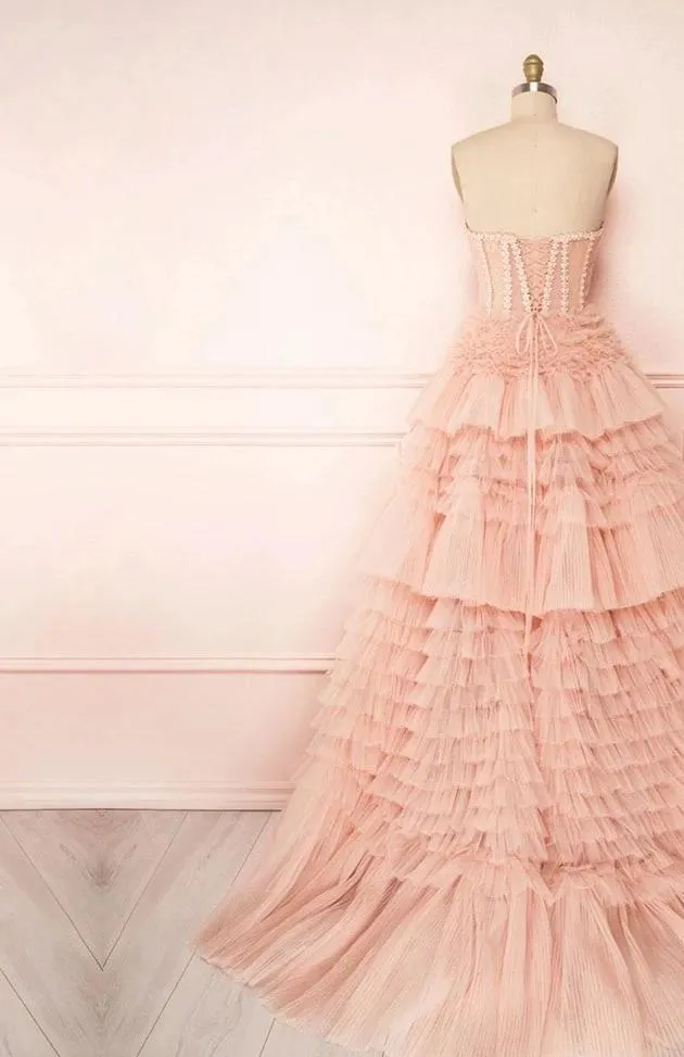 NEW 2022  Gorgeous Blush Pleated Sweetheart Princess Ball Gown Corset Adjustable Tie-back Evening Dresses