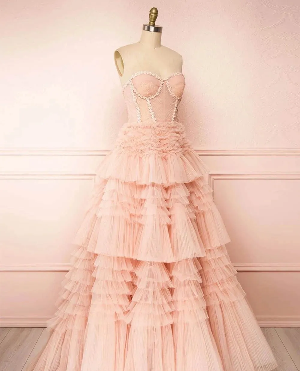 NEW 2022  Gorgeous Blush Pleated Sweetheart Princess Ball Gown Corset Adjustable Tie-back Evening Dresses