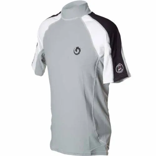 New Men's Anti-UV Short Sleeve Rash Guard (X-Small) for Scuba Diving, Snorkeling, Swimming & Surfing - Silver