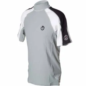 New Men's Anti-UV Short Sleeve Rash Guard (X-Small) for Scuba Diving, Snorkeling, Swimming & Surfing - Silver