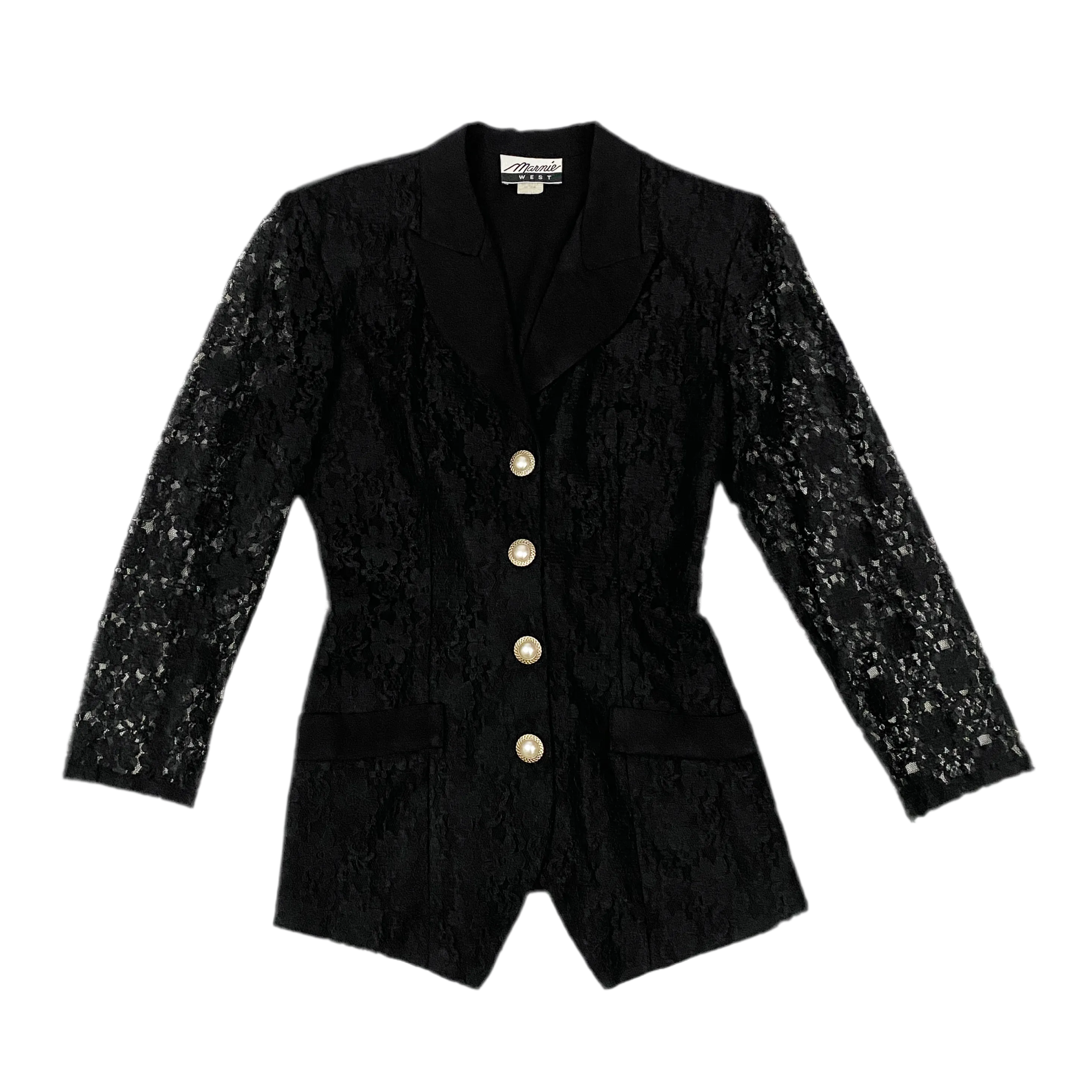 Noir Lace Mini Skirt Suit Set (S)