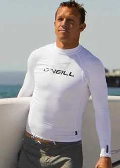 O'Neill mens rash tops - white long