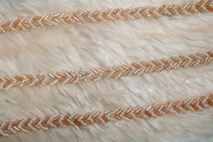 Peach Embellished Hand Beads Work Embroidered Lace