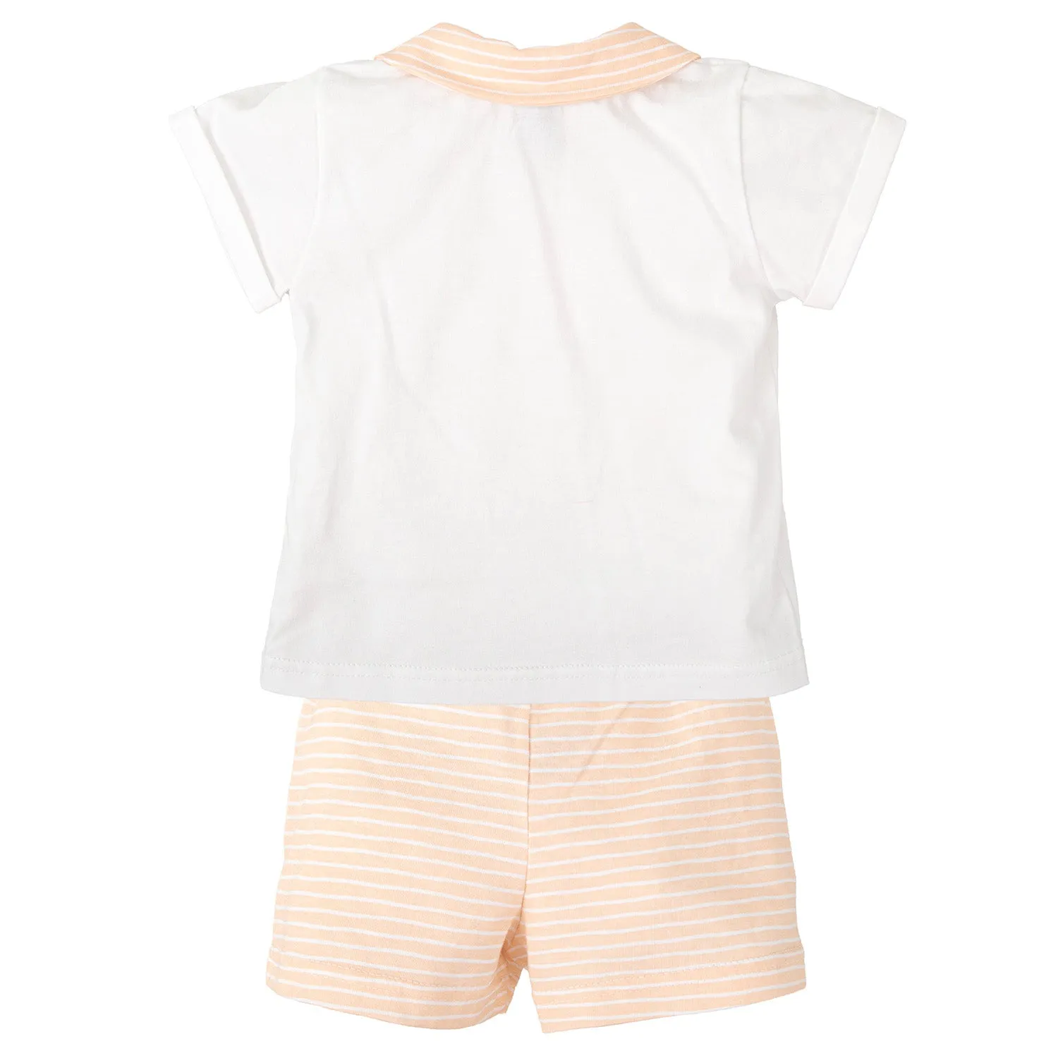 Peach Stripe Trim Short Set