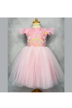 Pink Beaded Embroidered Dress