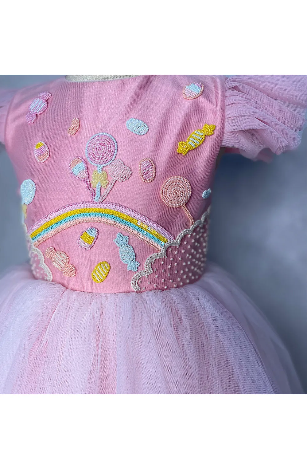 Pink Beaded Embroidered Dress
